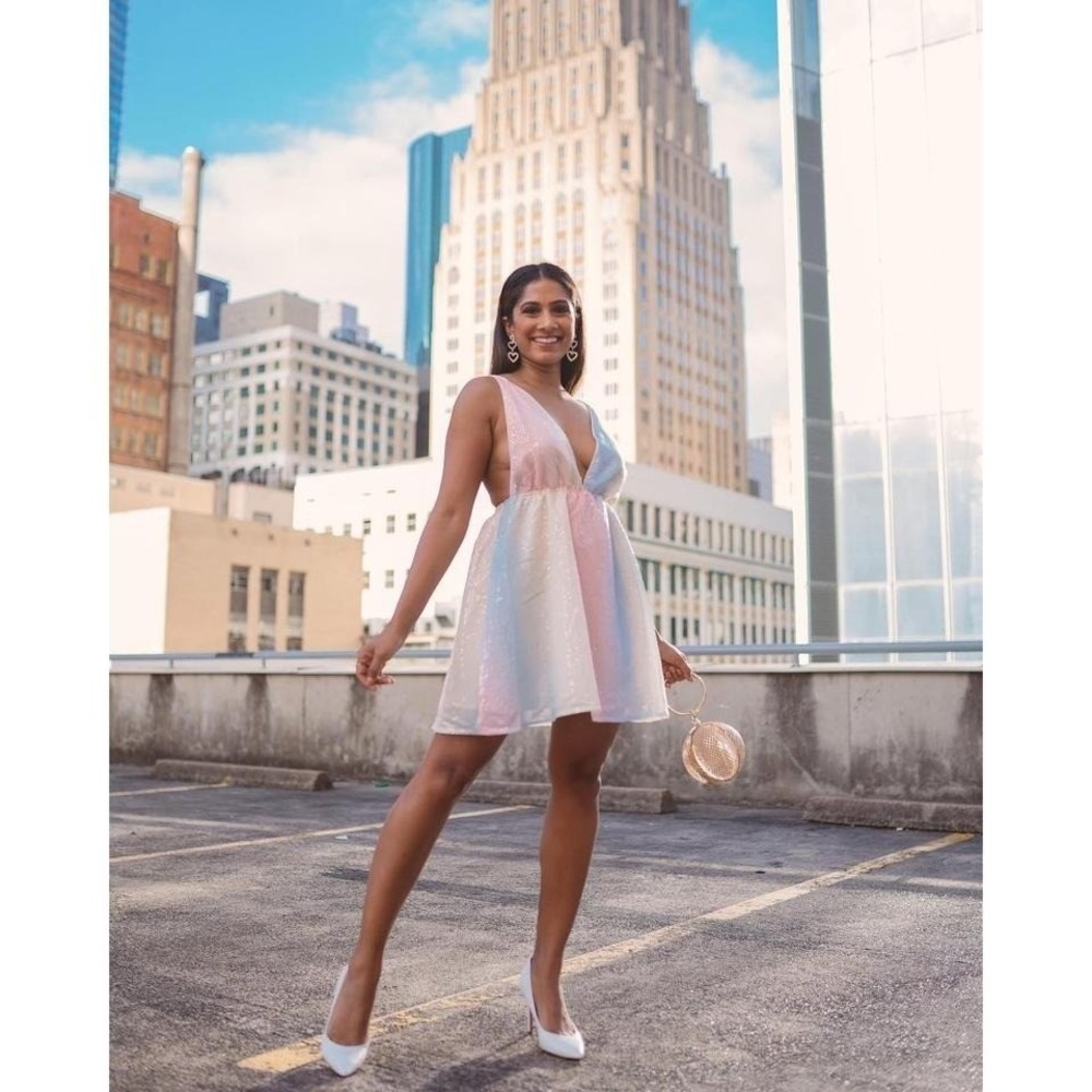 Storia Pastel Iridescent Mini Dress